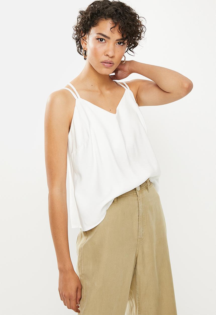 Me&B - Spaghetti strap cami with bust support - milk