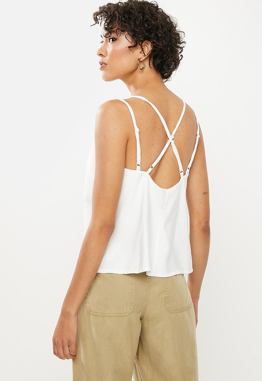 Me&B - Spaghetti strap cami with bust support - milk