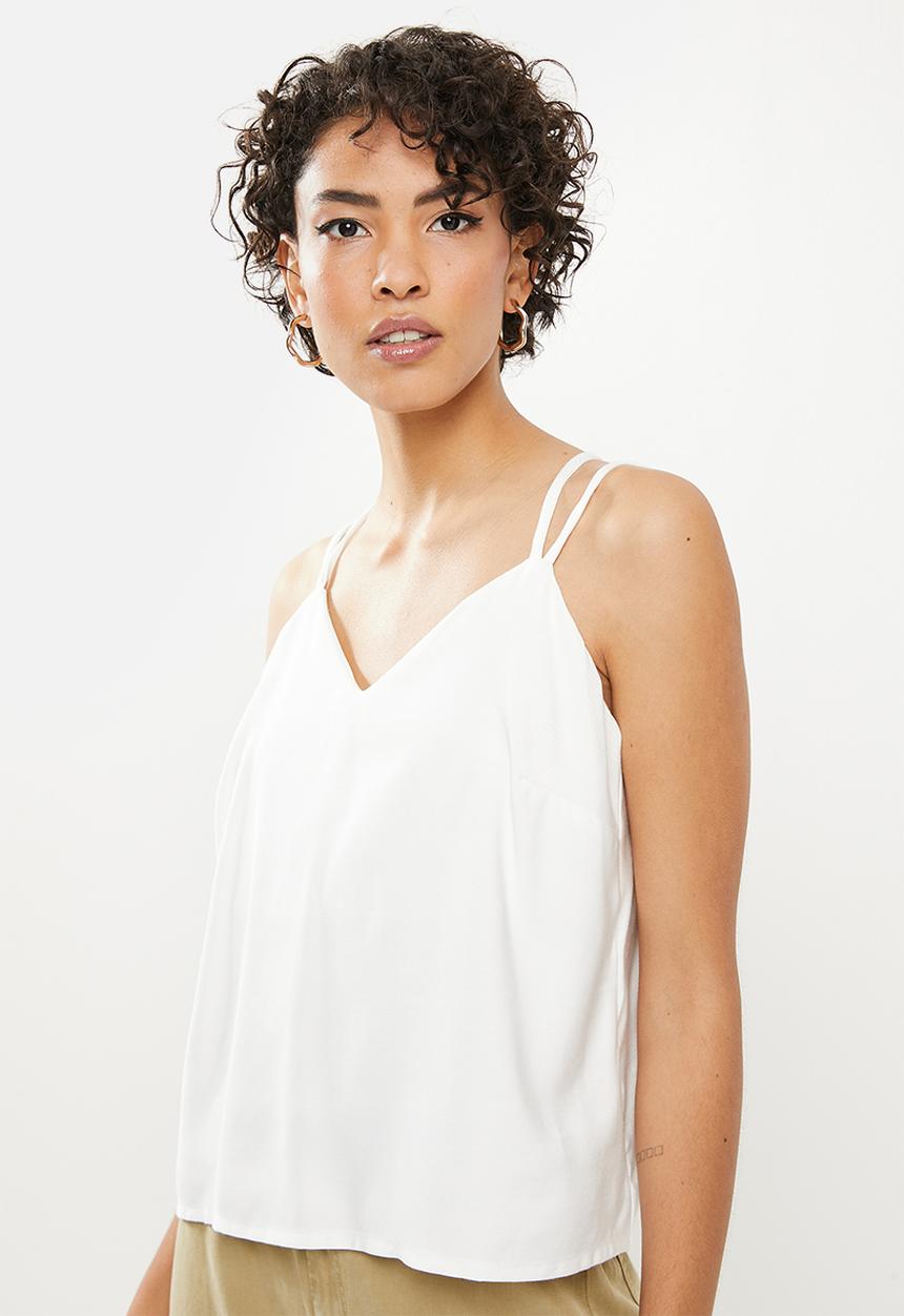 Me&B - Spaghetti strap cami with bust support - milk