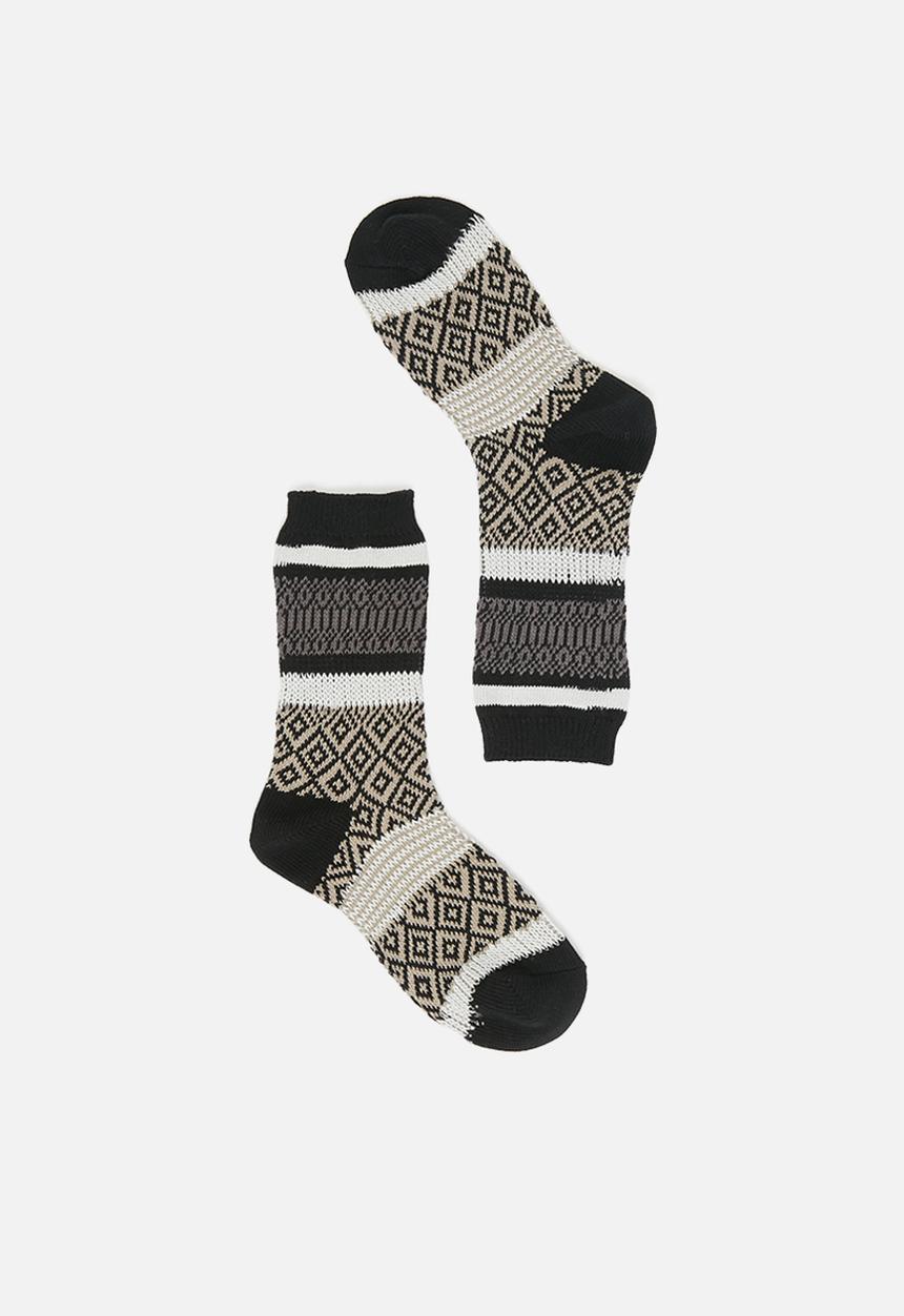 Rubi - Intarsia crew sock - black