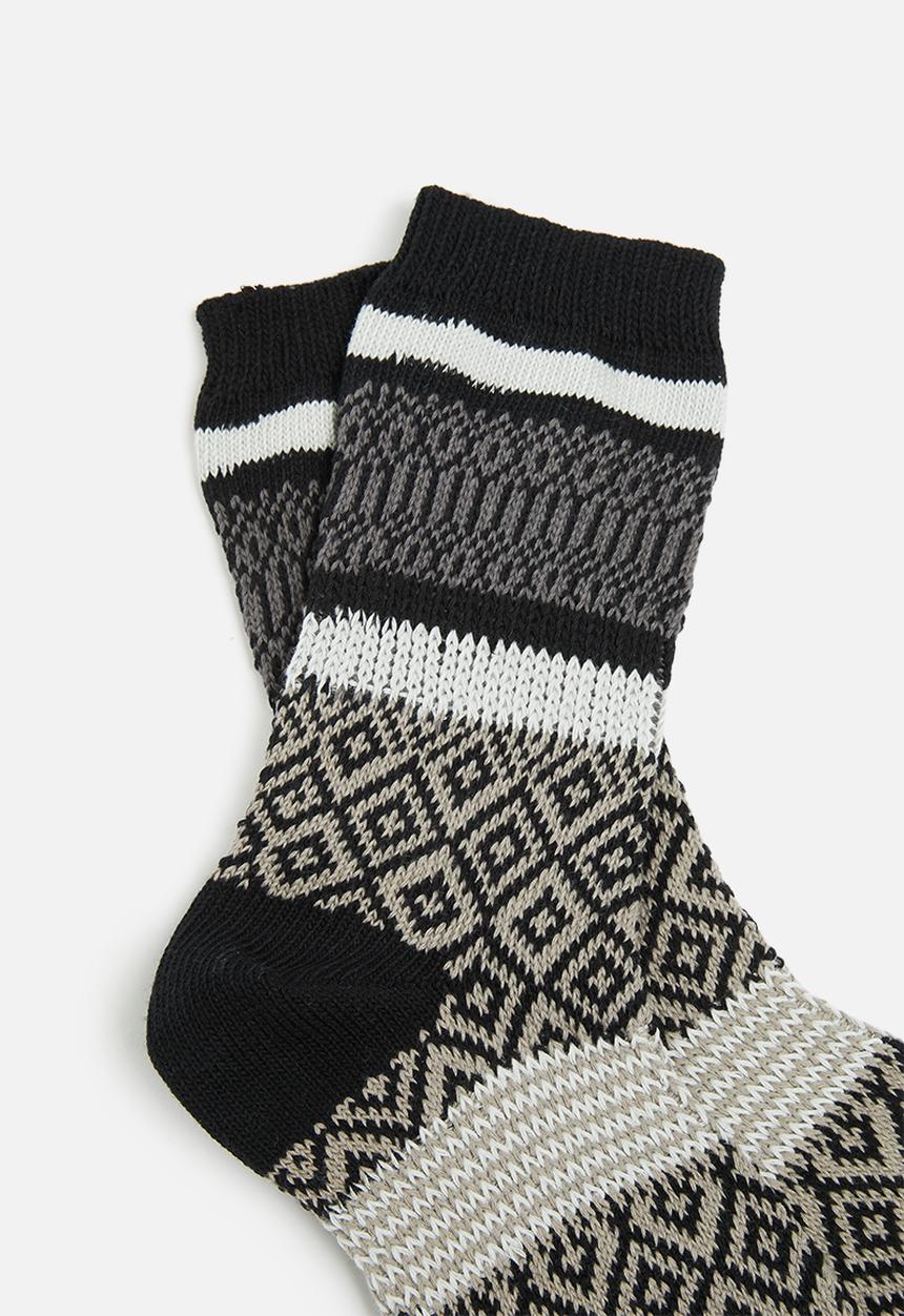 Rubi - Intarsia crew sock - black