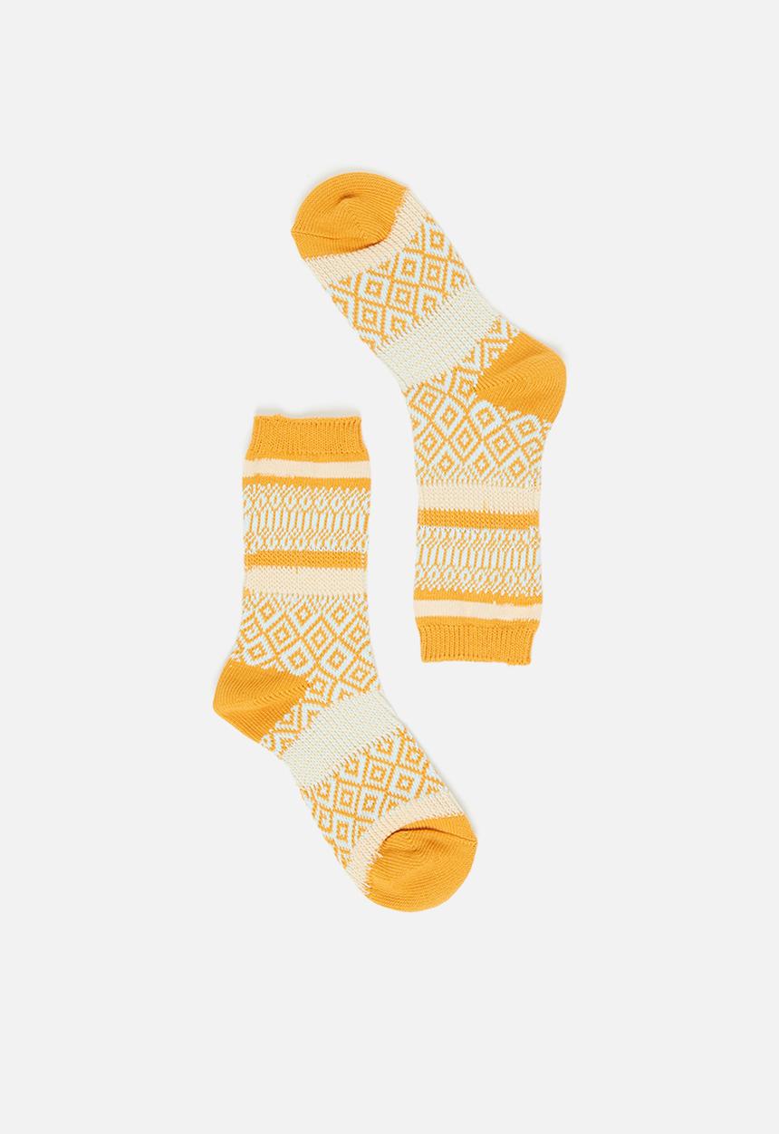 Rubi - Intarsia crew sock - mustard