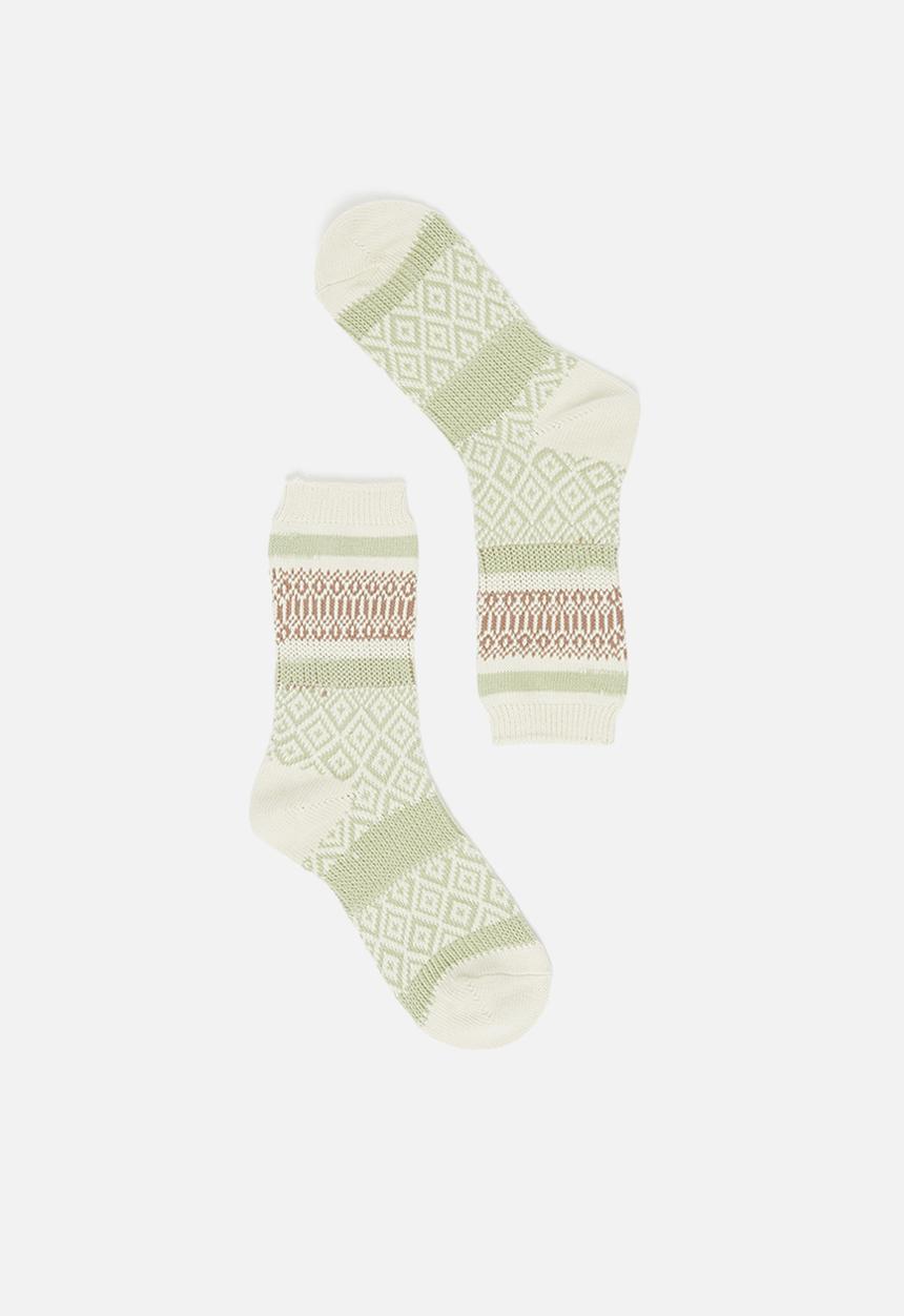 Rubi - Intarsia crew sock - ecru