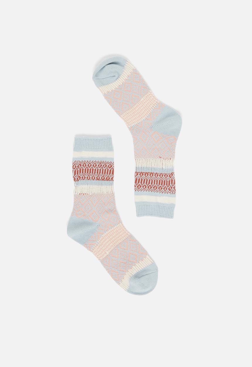 Rubi - Intarsia crew sock - earth red