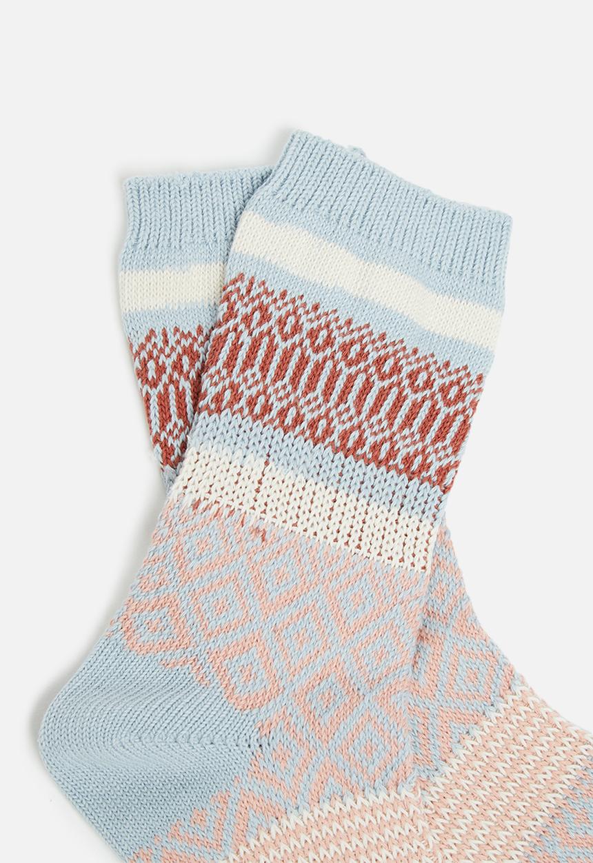 Rubi - Intarsia crew sock - earth red