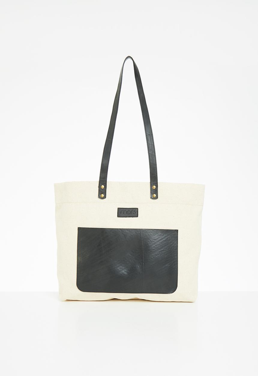 MORS - Lilly cream tote - black