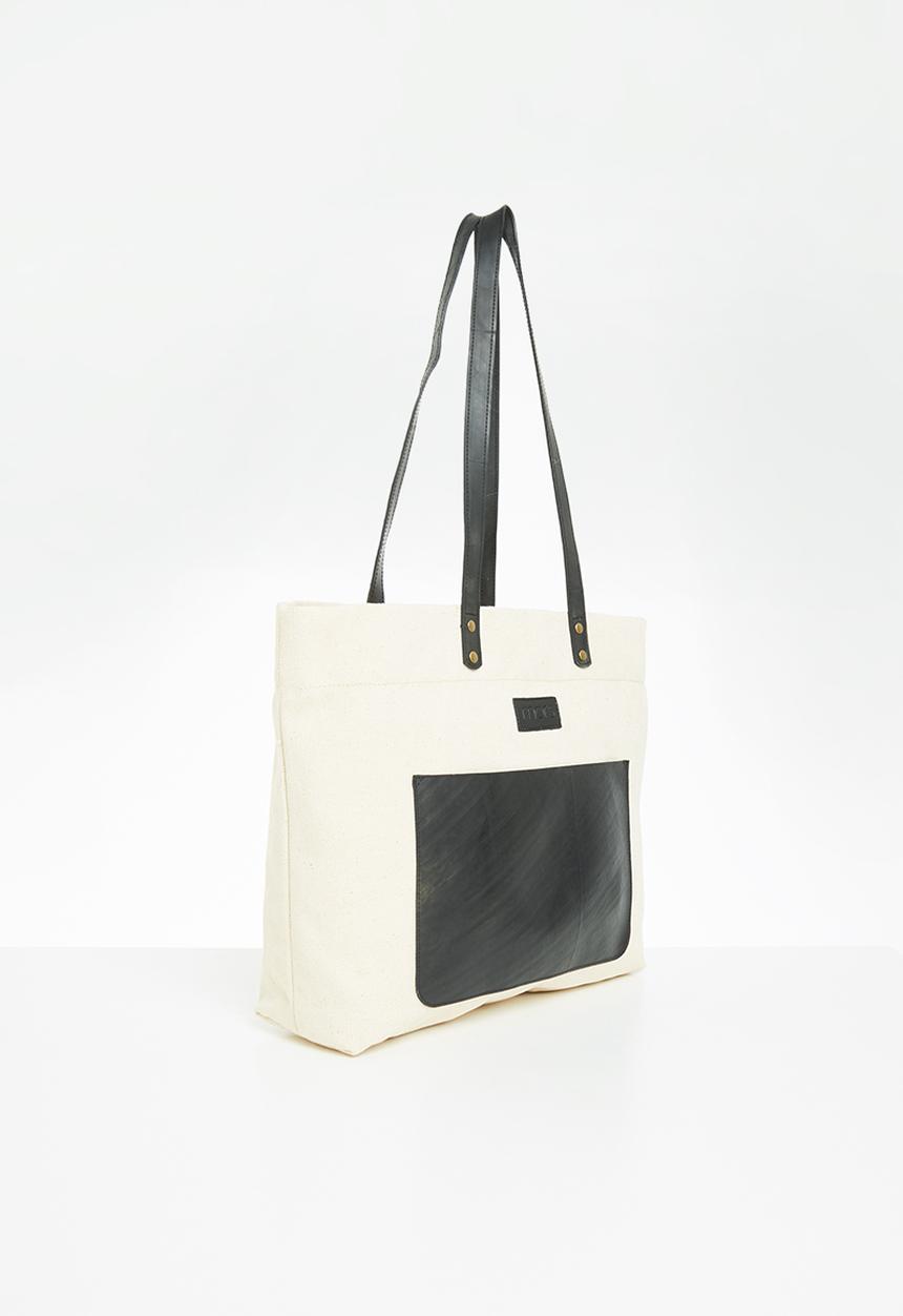 MORS - Lilly cream tote - black
