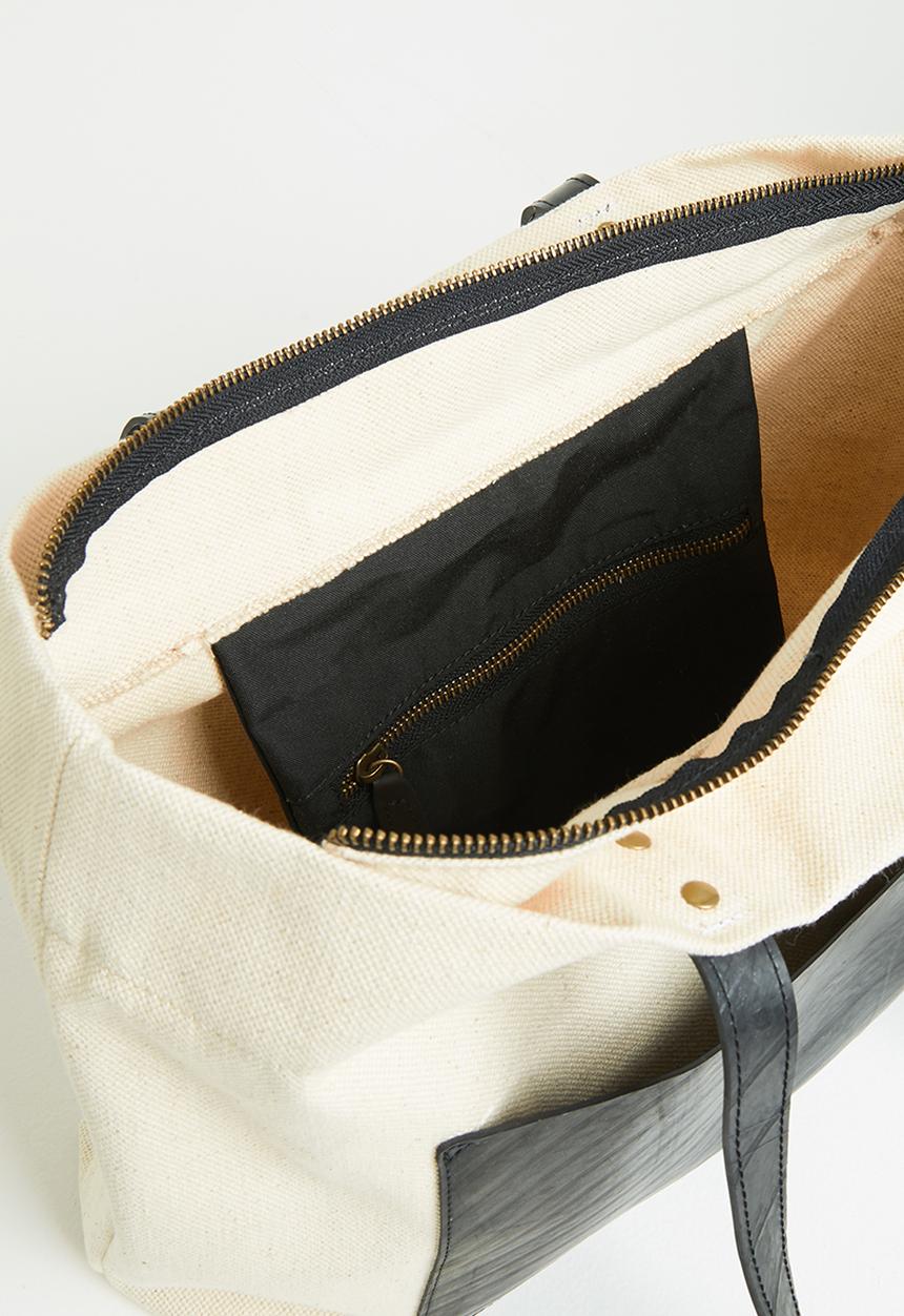 MORS - Lilly cream tote - black