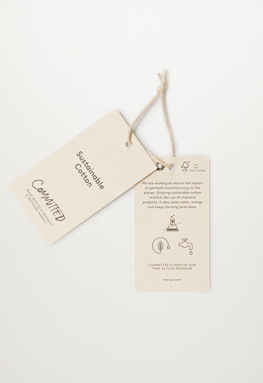 MANGO - T-shirt cuts - off white