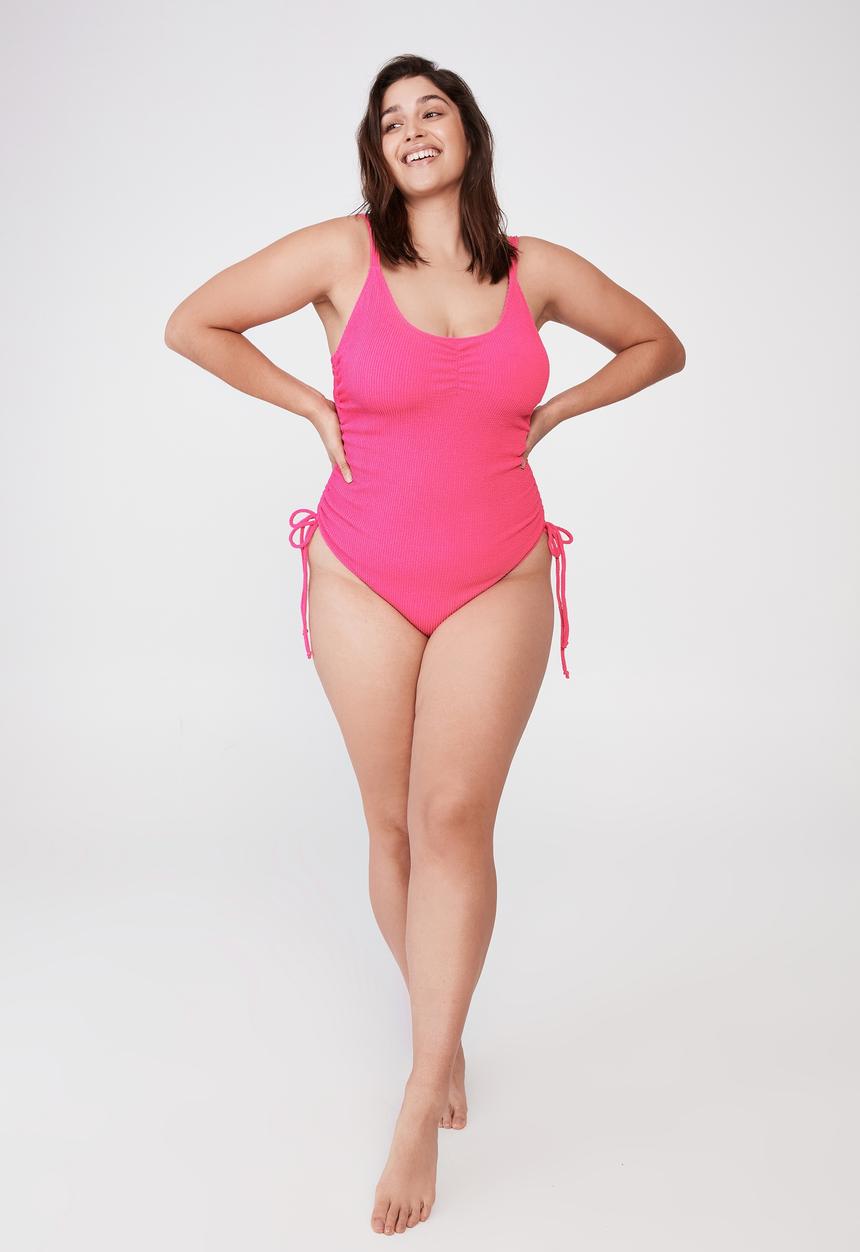 Cotton On - Curve side gather one piece - aurora pink
