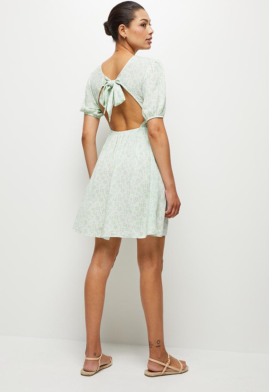 MILLA - Puff sleeve mini dress - milk green floral