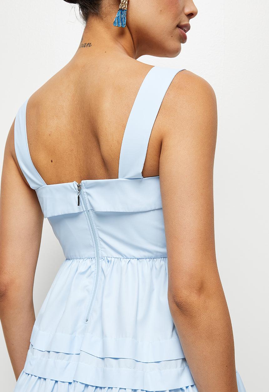 MILLA - Strappy babydoll mini with tuck detail - sky blue