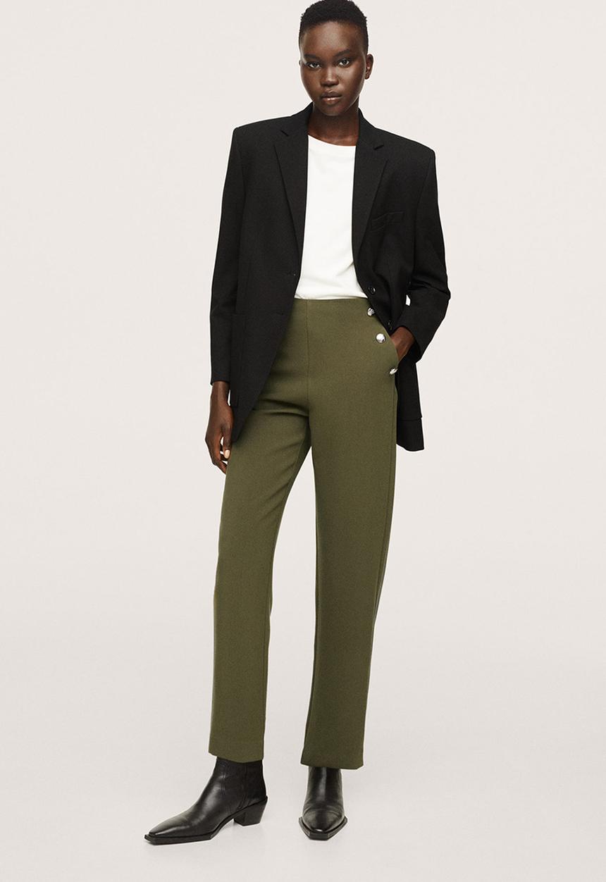 MANGO - Trousers dorado - green