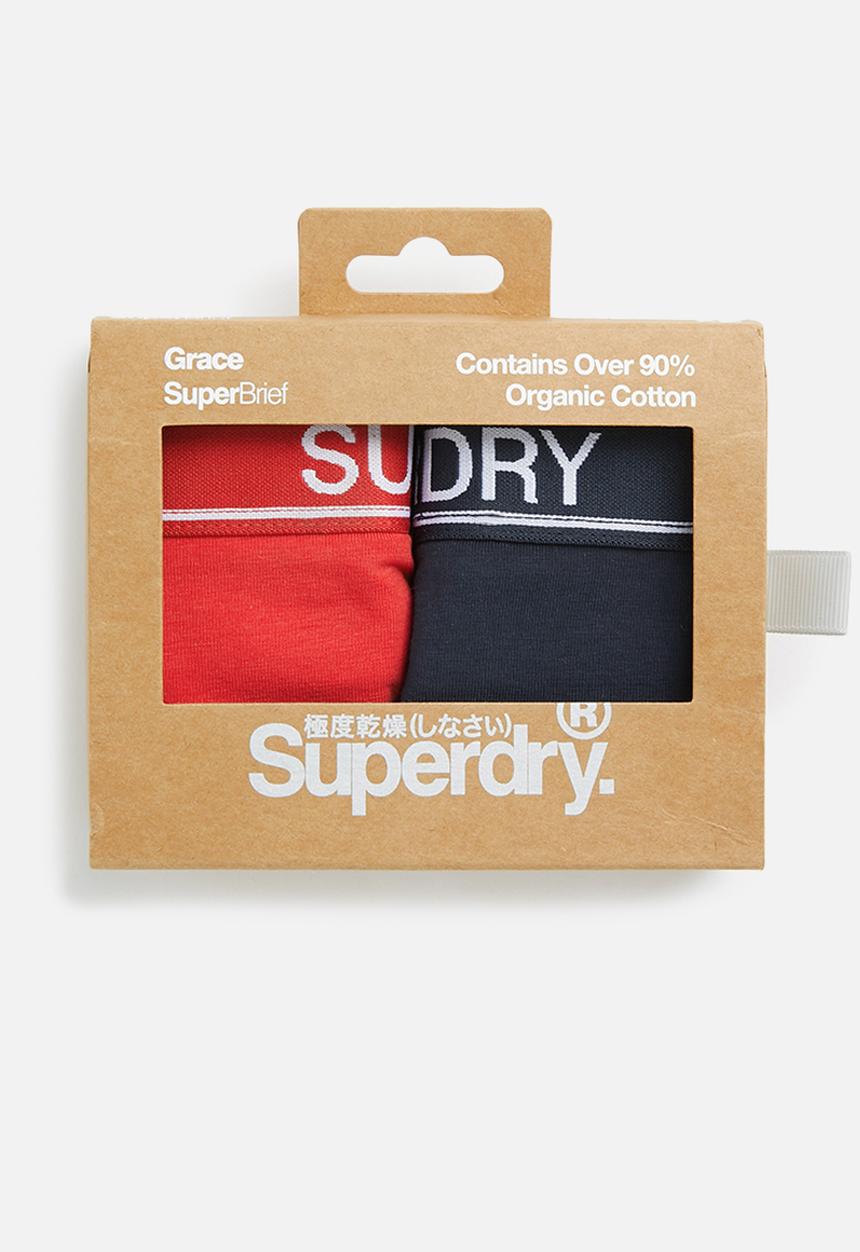 Superdry. - Grace super brief - rouge red & downhill navy
