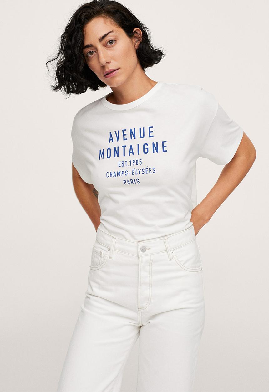 MANGO - T-shirt pstavenu - white