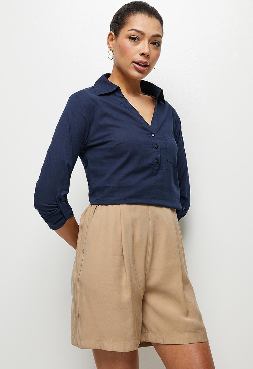 edit - Relaxed cotton shirt - indigo