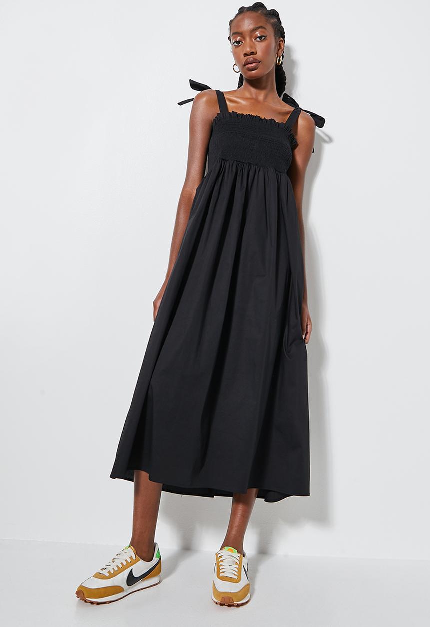 Superbalist - Cotton poplin trapeze dress - black