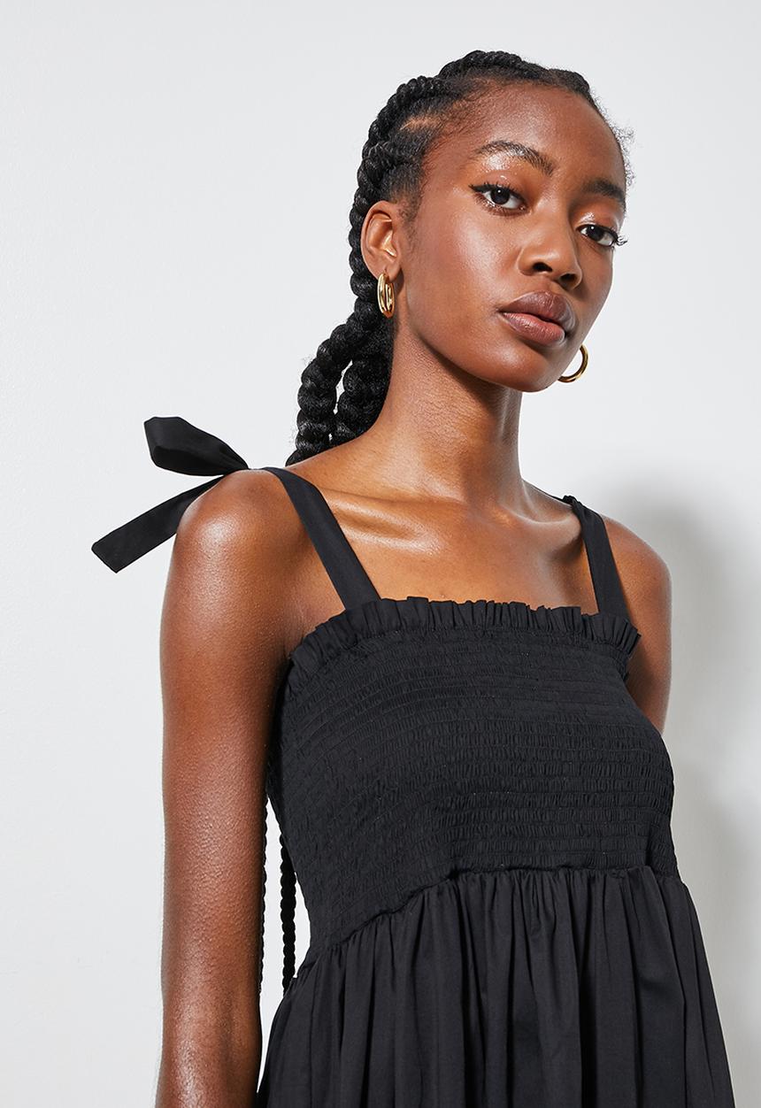 Superbalist - Cotton poplin trapeze dress - black