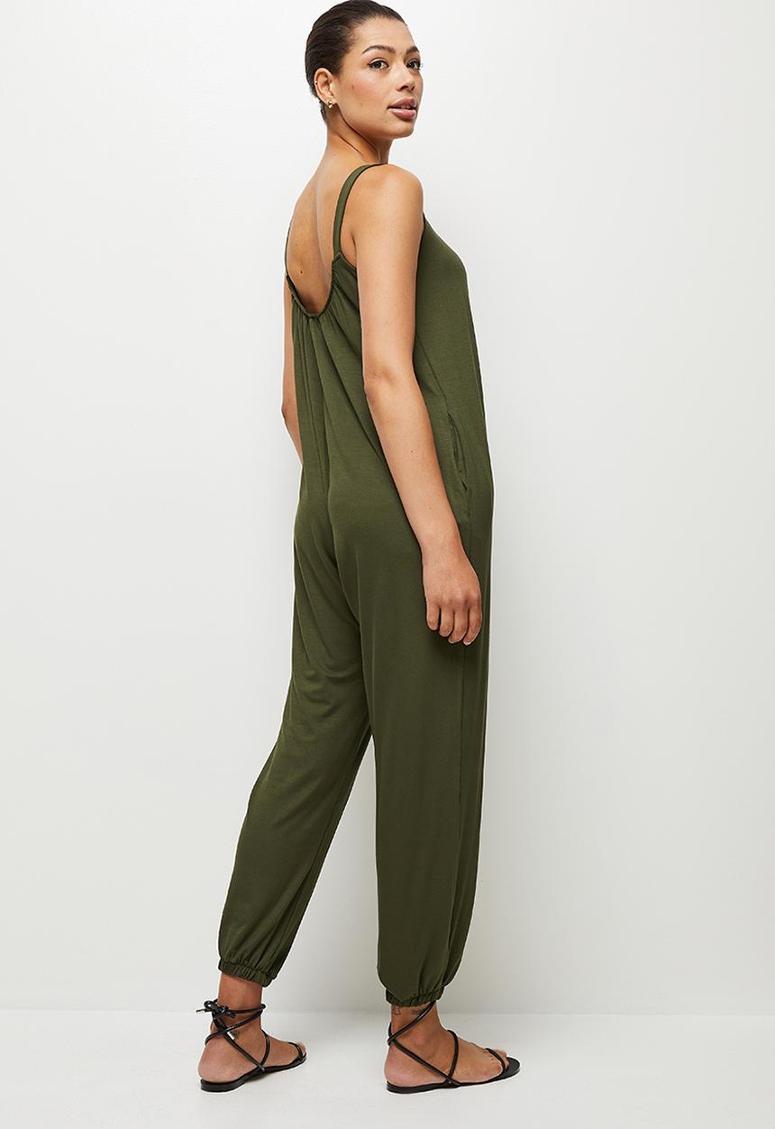edit - Oversized knit jumpsuit - olive