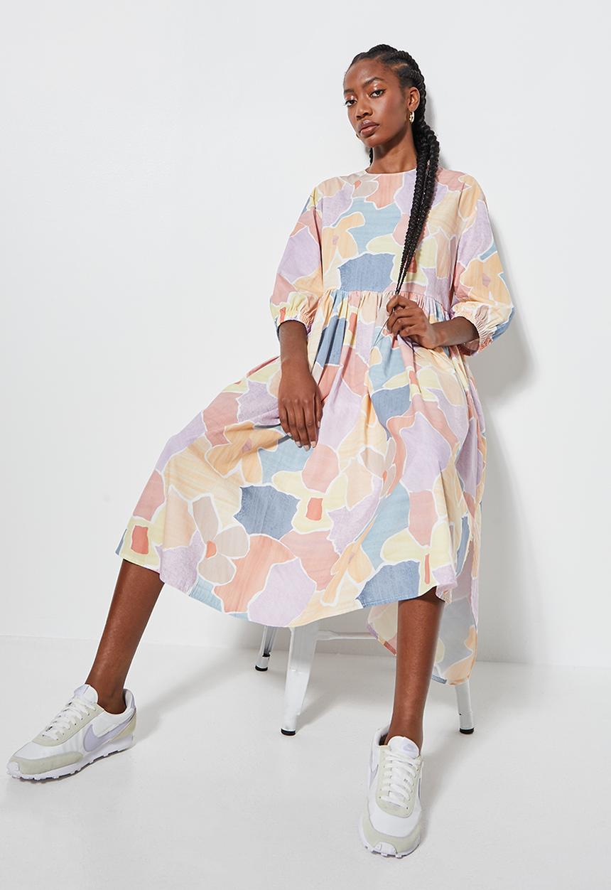 Superbalist - Curved hem babydoll dress - multi 