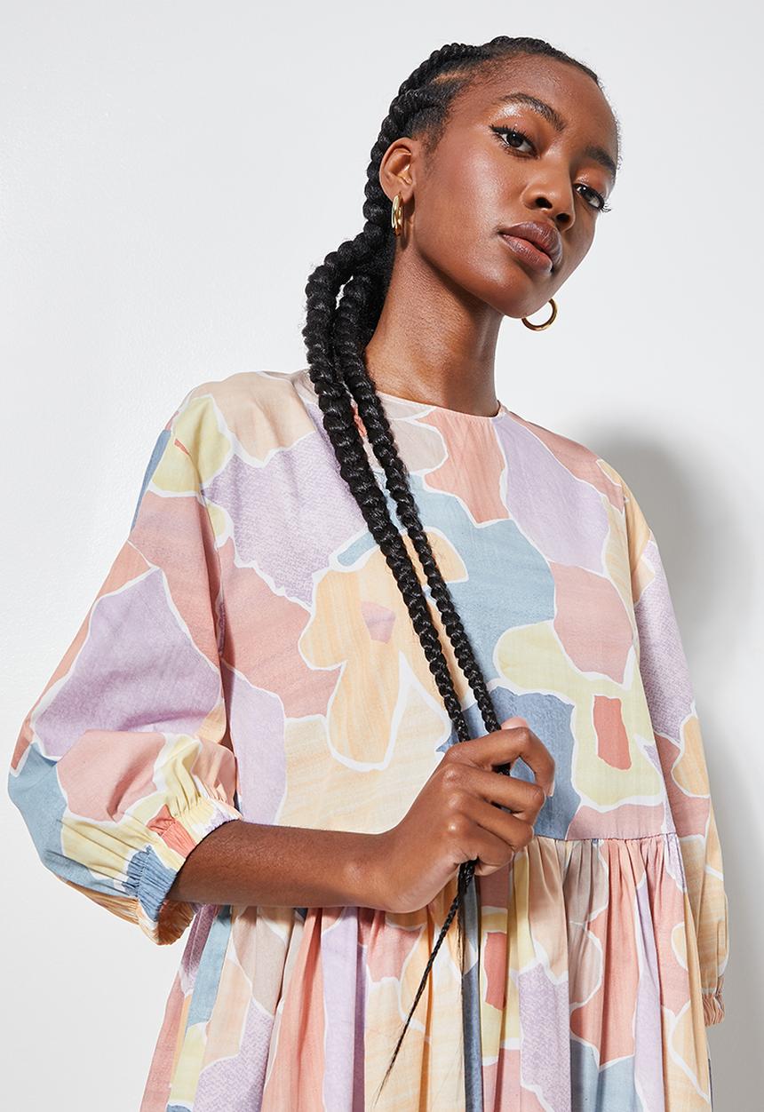 Superbalist - Curved hem babydoll dress - multi 