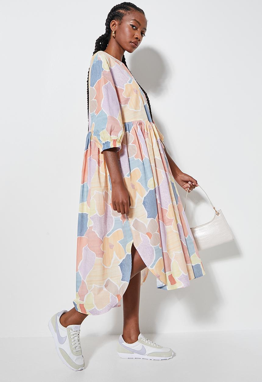 Superbalist - Curved hem babydoll dress - multi 