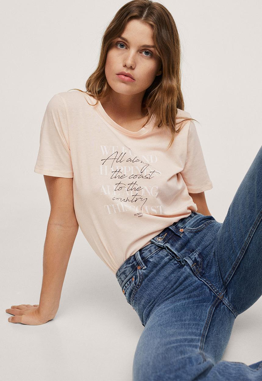 MANGO - T-shirt pstilubi - light pastel pink