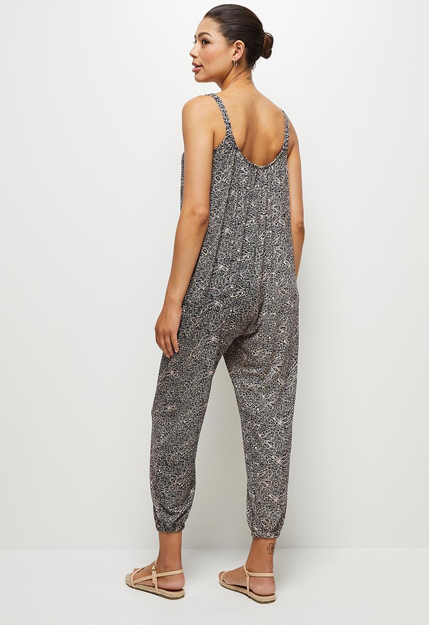 edit - Oversized knit jumpsuit - black & stone