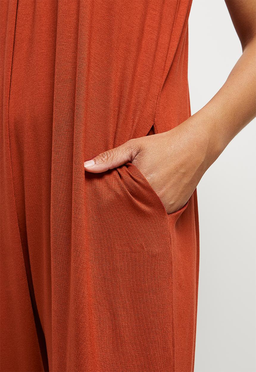 edit - Oversized knit jumpsuit - brick