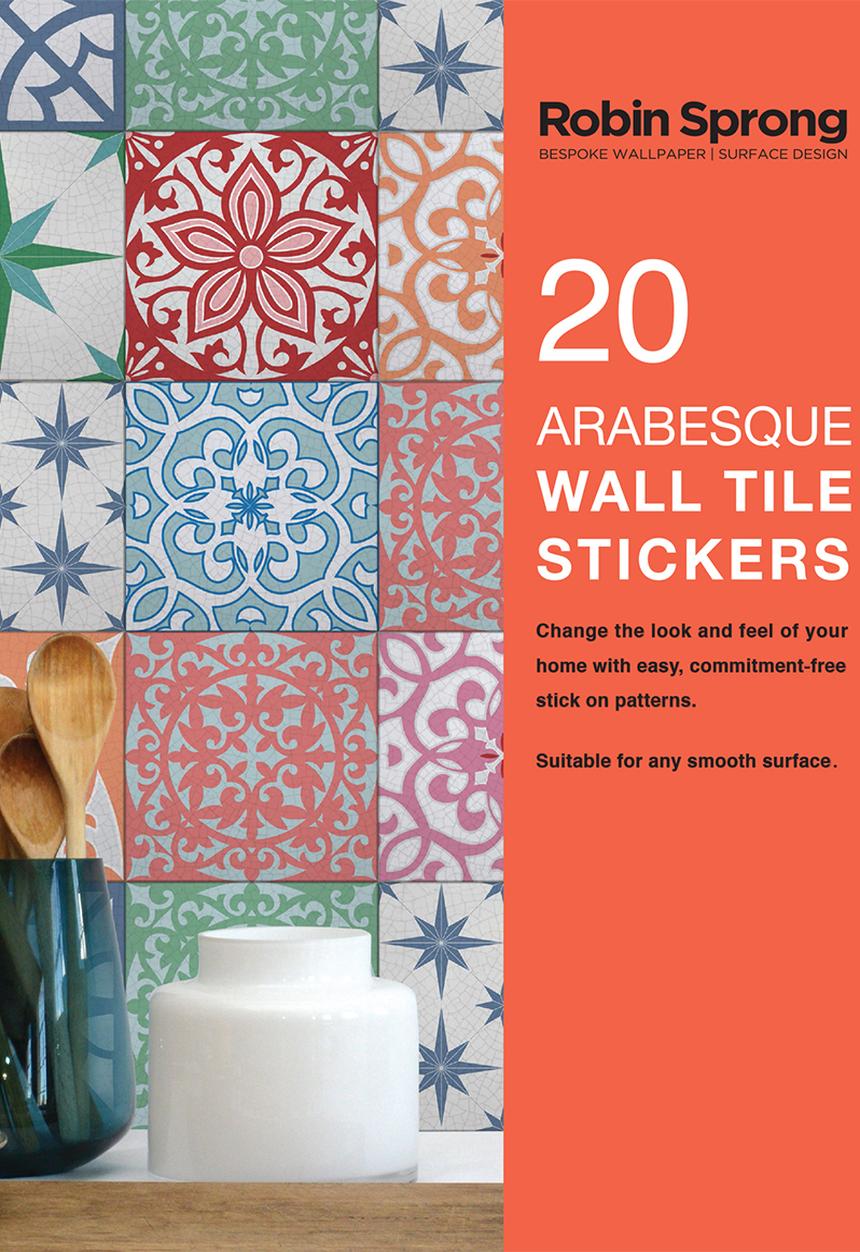 Robin Sprong - 20 arabesque wall tile stickers - multi