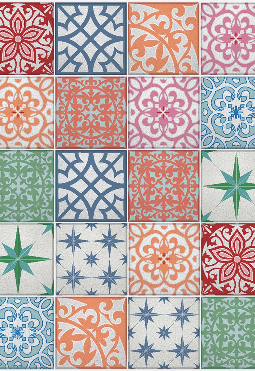 Robin Sprong - 20 arabesque wall tile stickers - multi