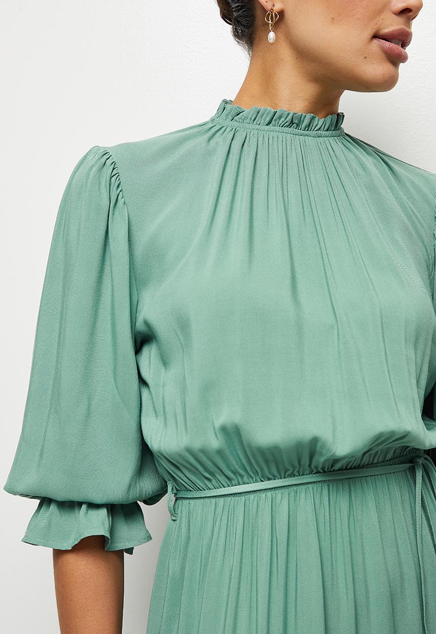 edit - Piecrust tiered fit & flare maxi dress - Sage