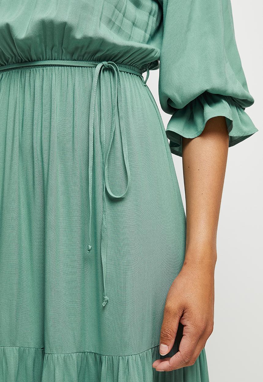 edit - Piecrust tiered fit & flare maxi dress - Sage