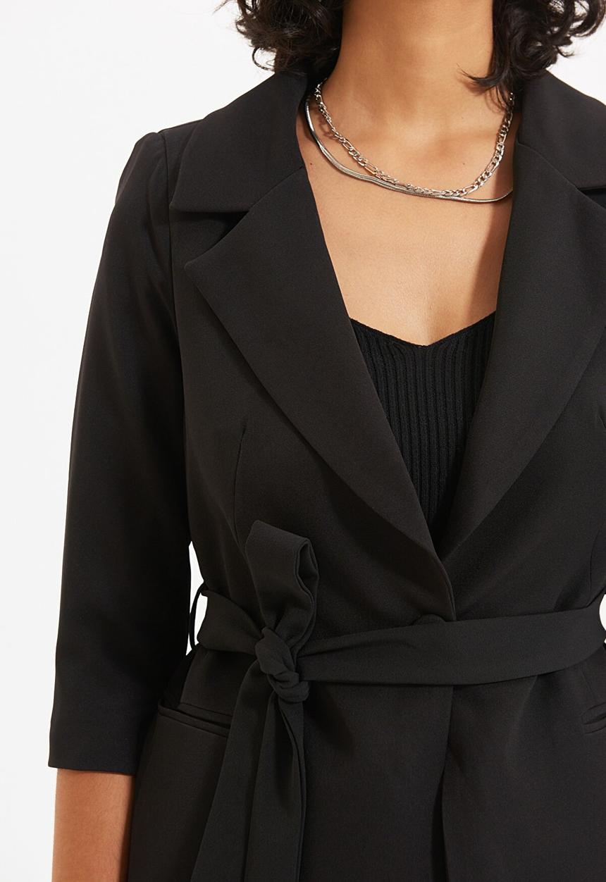 Trendyol - Tie blazer jacket - black