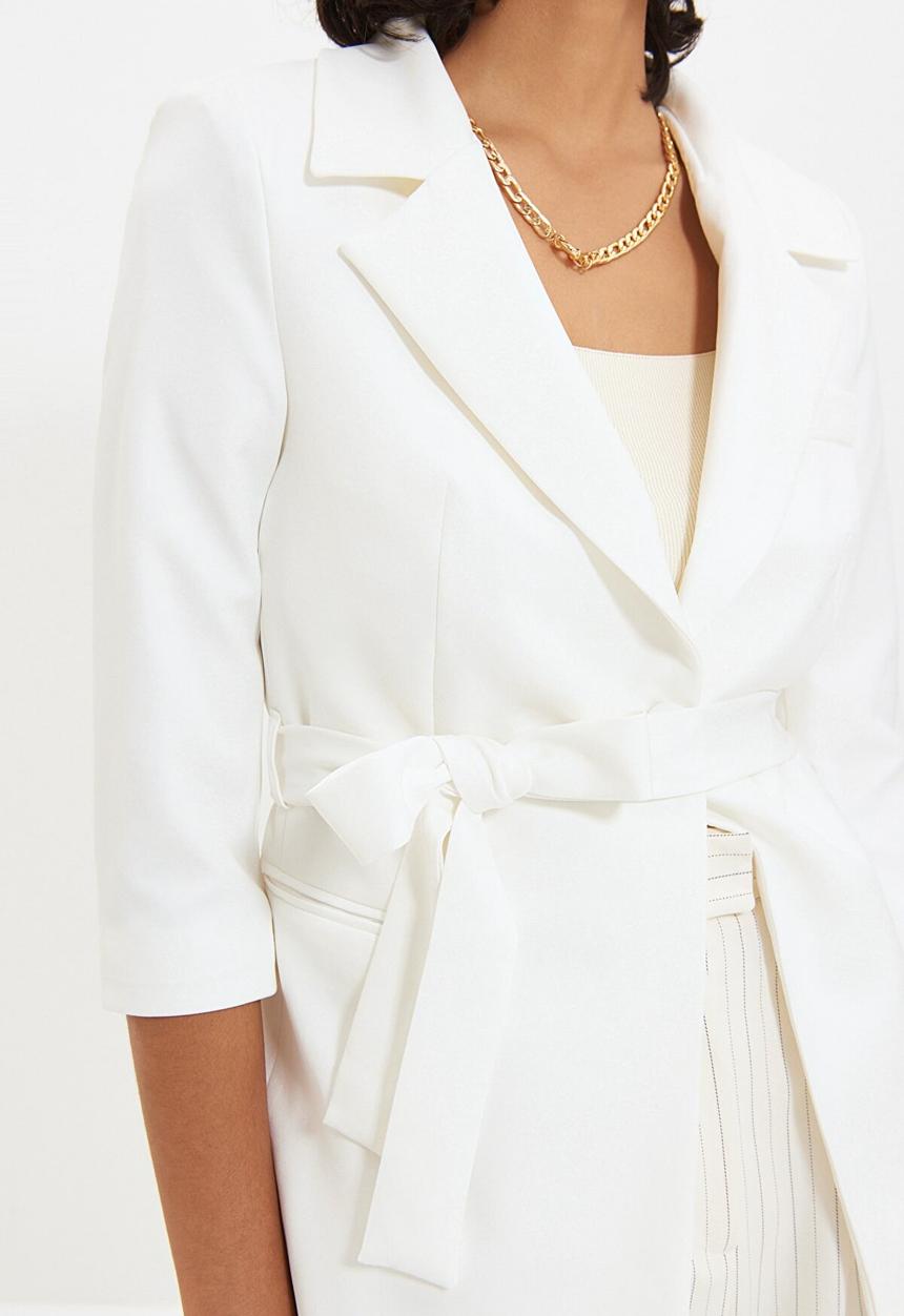 Trendyol - Tie blazer jacket - white