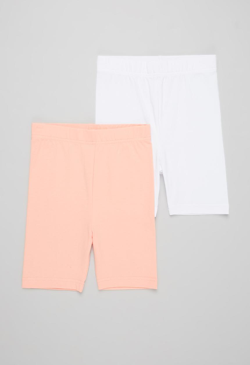 Pop Candy - Girls 2 pack cycling shorts - white & pink