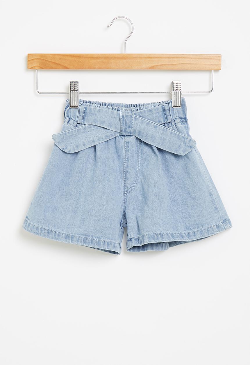 Pop Candy - Girls bow denim shorts - blue