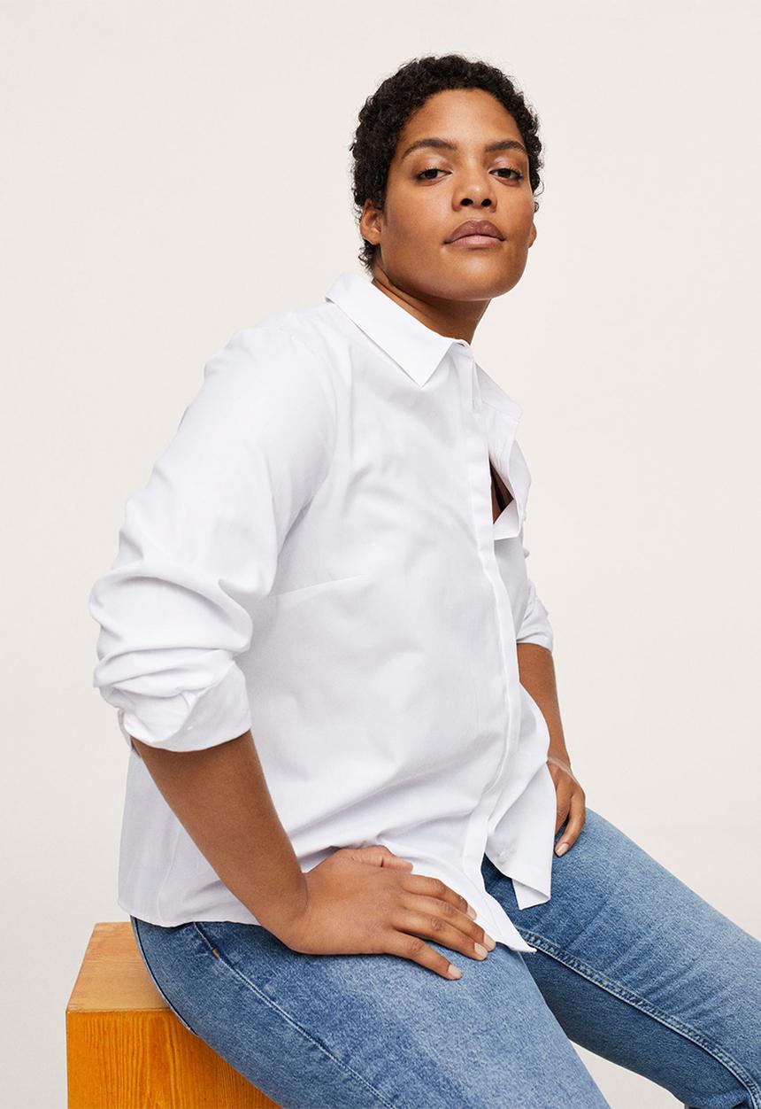 MANGO - Plus shirt oxford1 - white