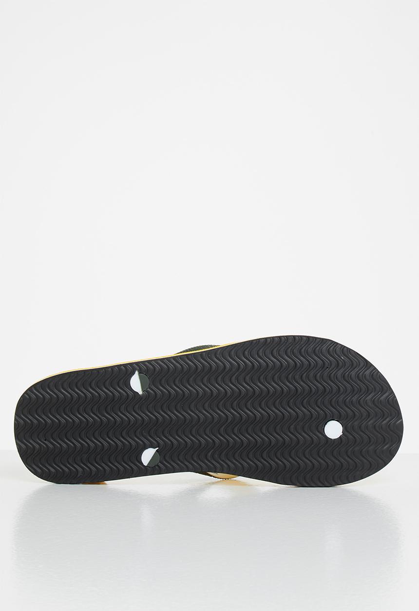 Aca Joe - Mens slops - dark green & yellow 