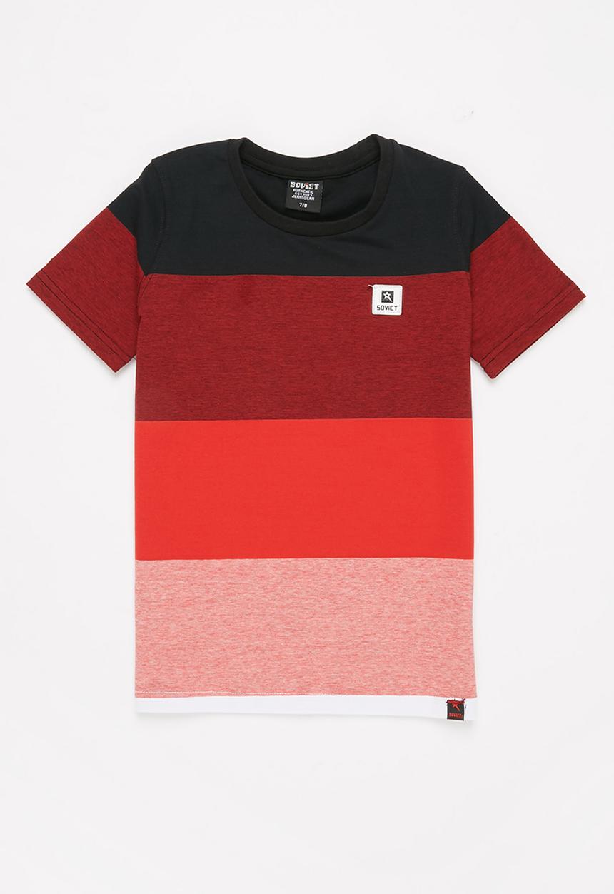 SOVIET - B keanu crew neck yarn dye stripe tee - red