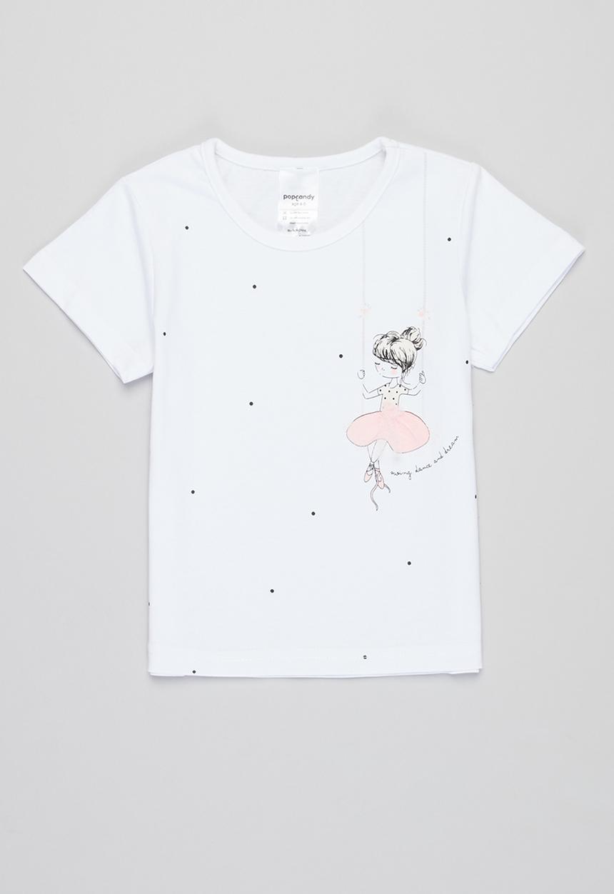 Pop Candy - Girls ballerina polka dot top - white