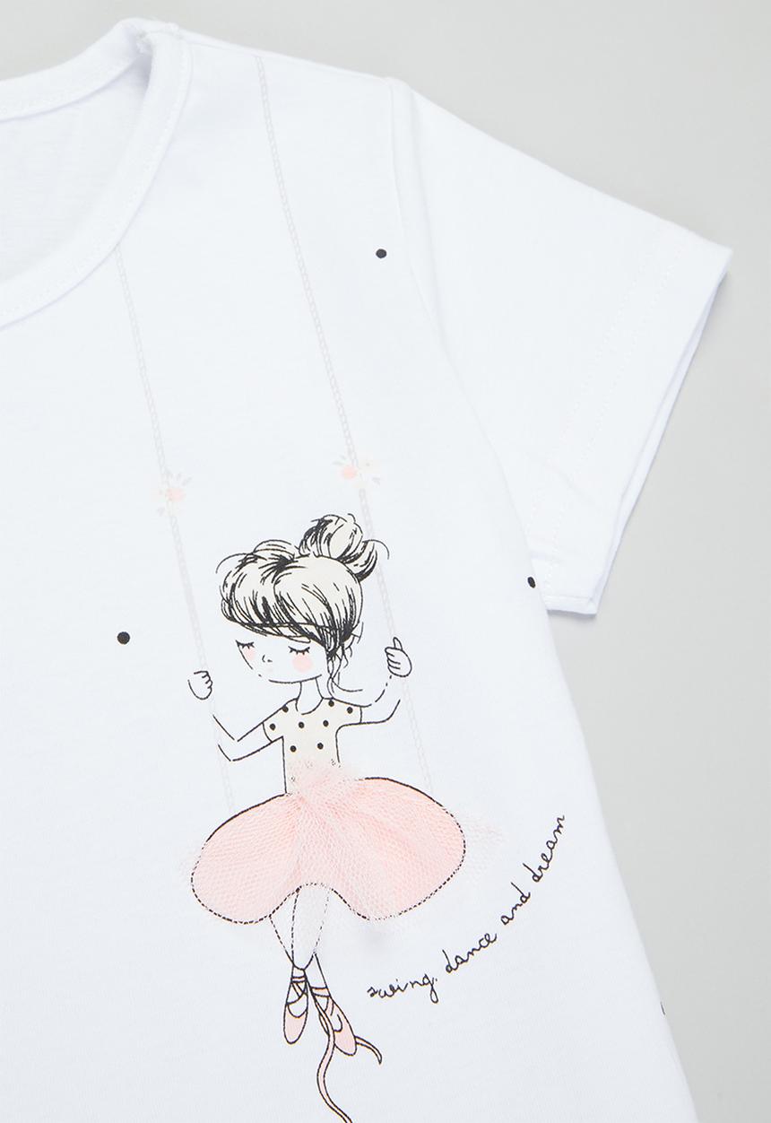 Pop Candy - Girls ballerina polka dot top - white