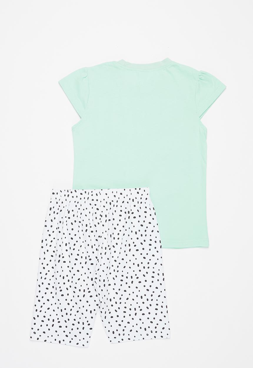Pop Candy - Girls tee & shorts set - mint & white 