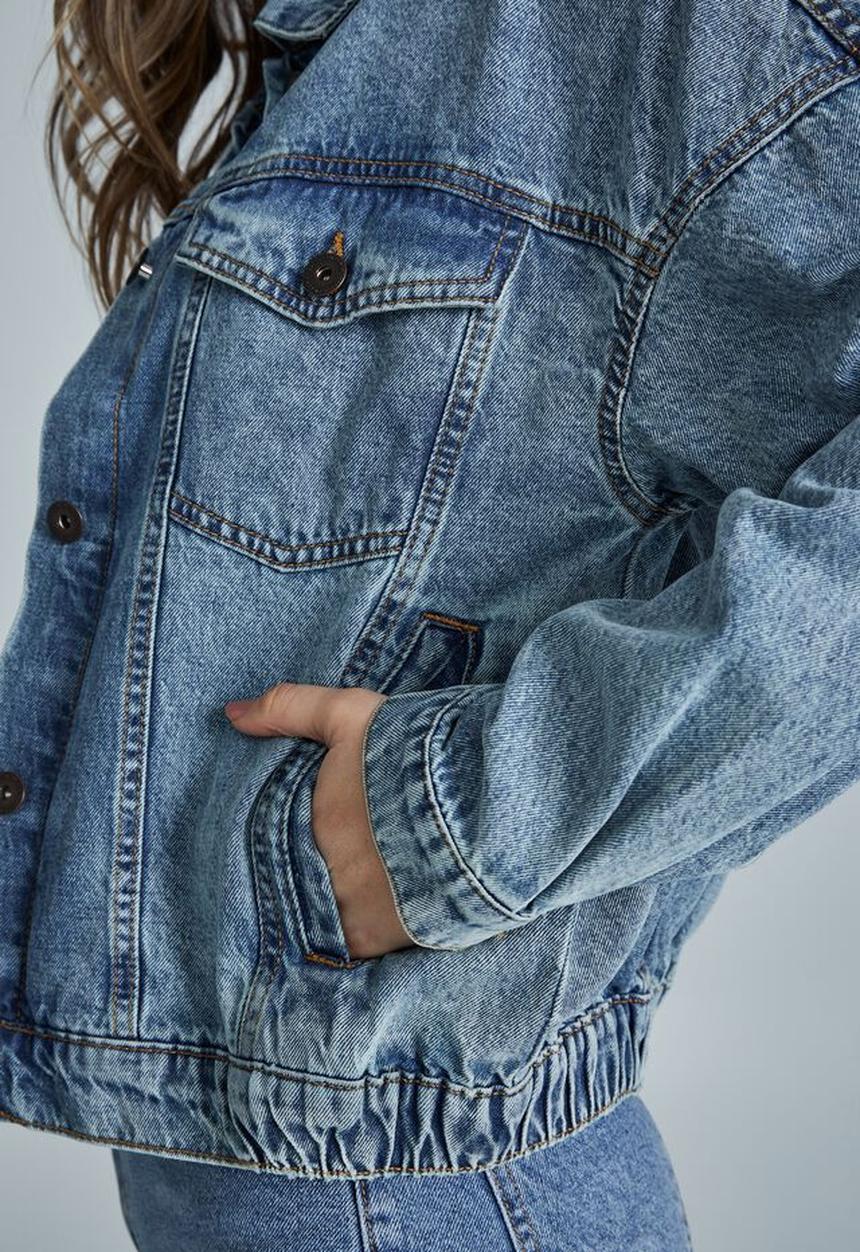 Cotton On - Cinched hem denim jacket - wategos blue