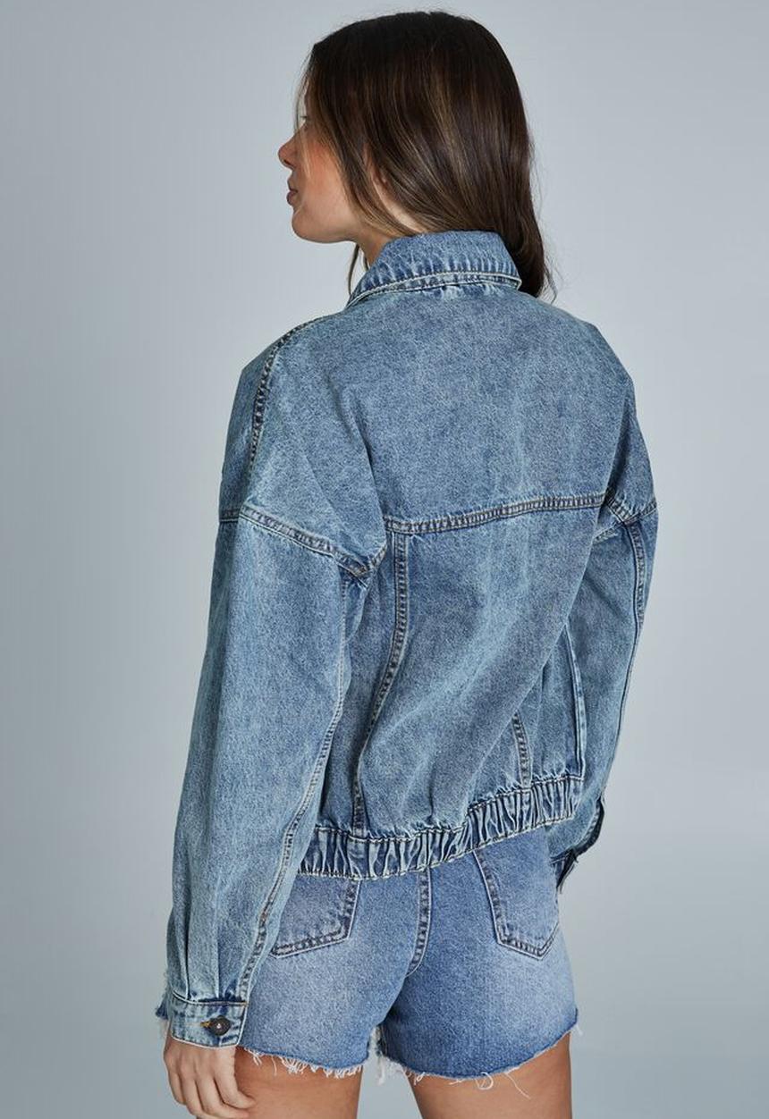 Cotton On - Cinched hem denim jacket - wategos blue