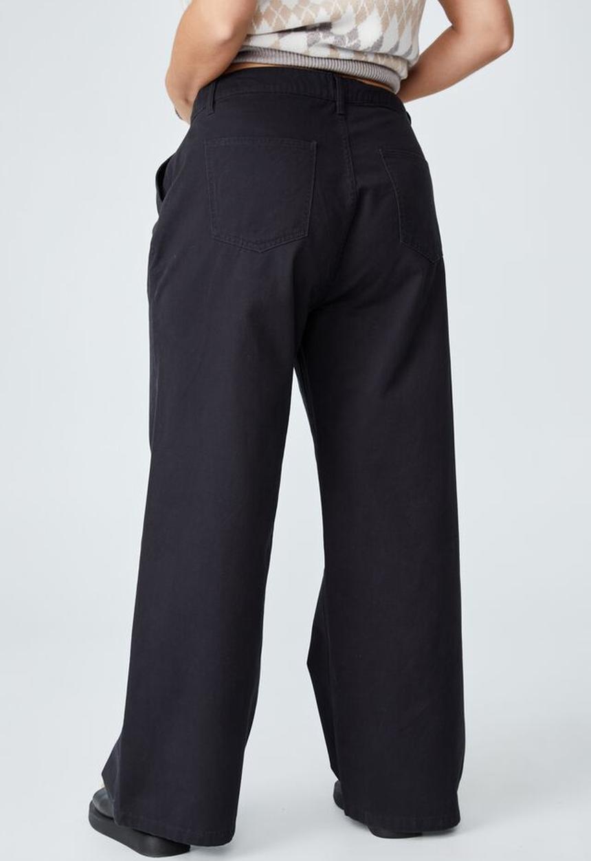 Cotton On - Curve parker long straight pant - black
