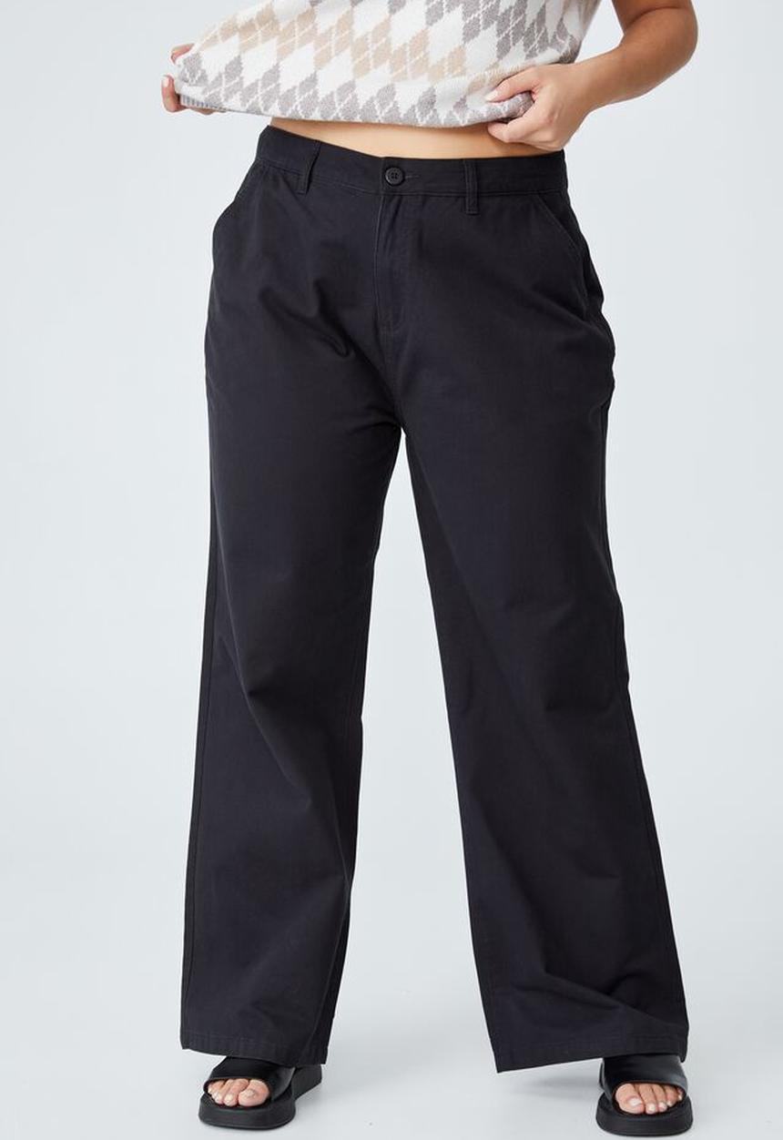 Cotton On - Curve parker long straight pant - black