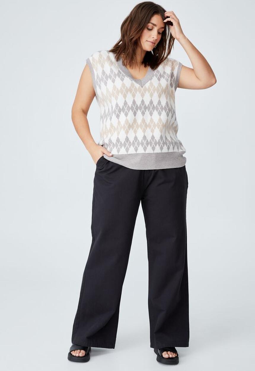 Cotton On - Curve parker long straight pant - black