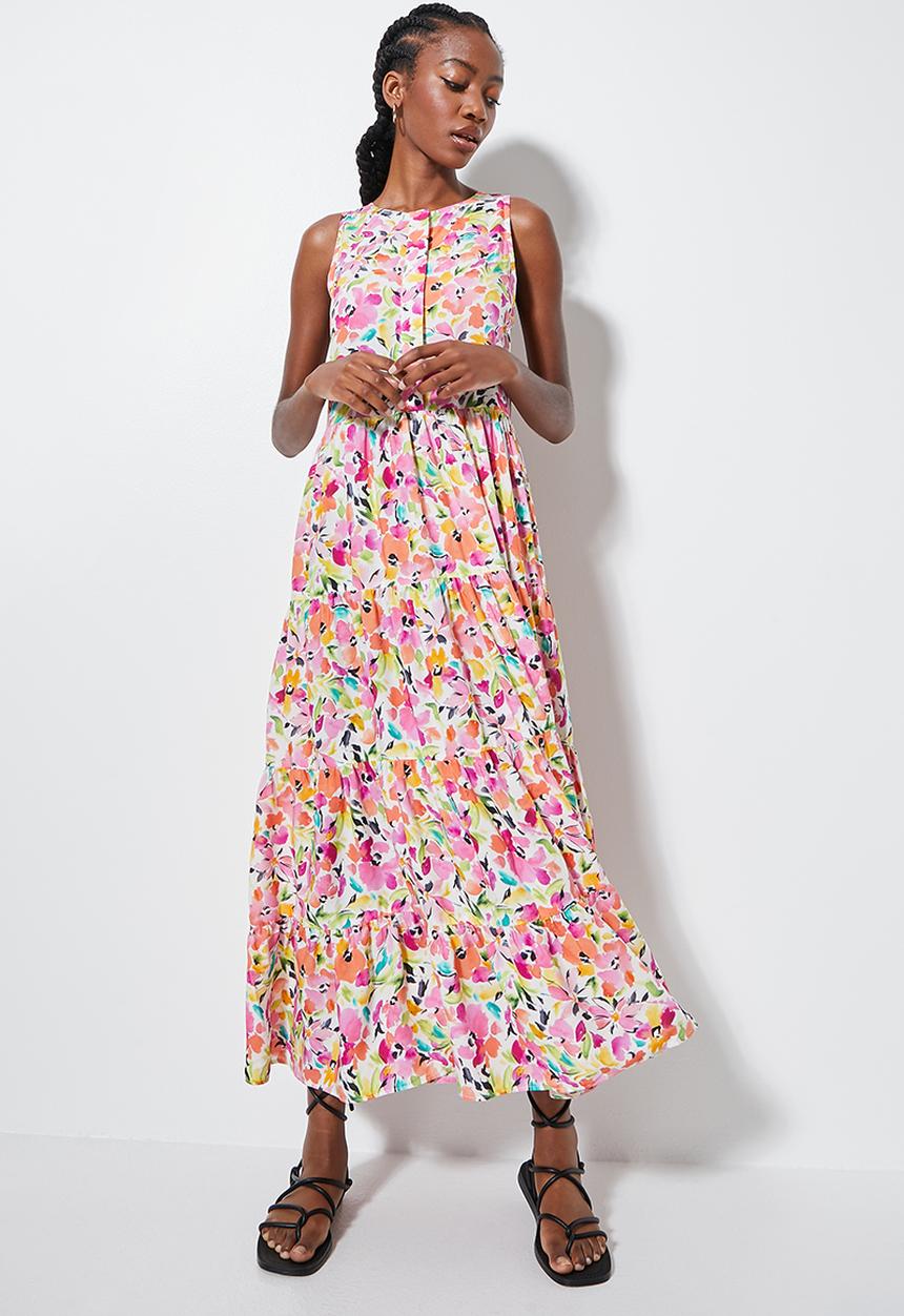 Superbalist - Placket detail tiered dress - multi
