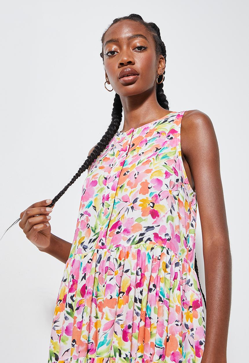Superbalist - Placket detail tiered dress - multi